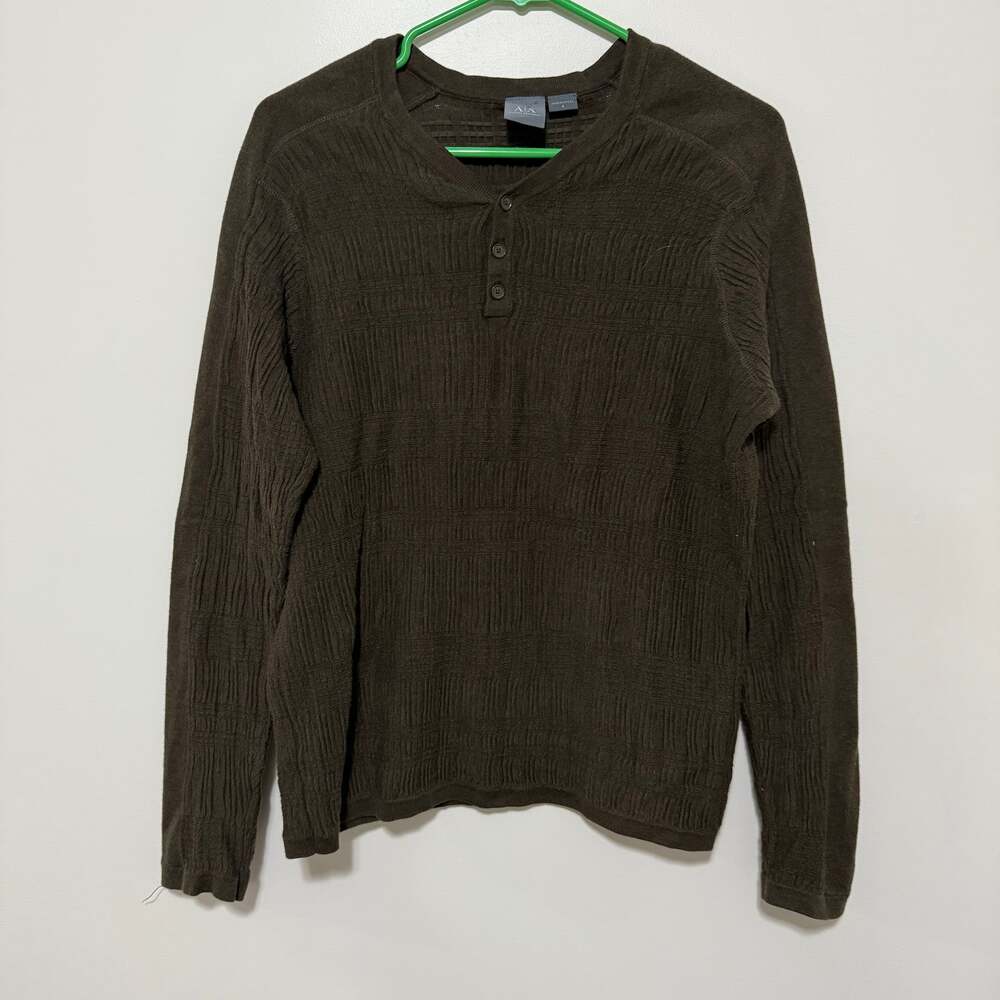 Armani Exchange Thermal Waffle Henley‎ 3 Button Shirt Old Money